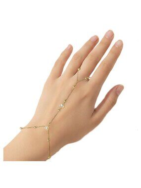Tigerstars Delicate Heart Stone Bezel Charm Hand Chain Bracelet